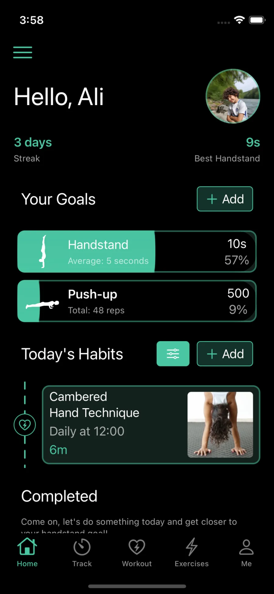 Home page with 2 goals