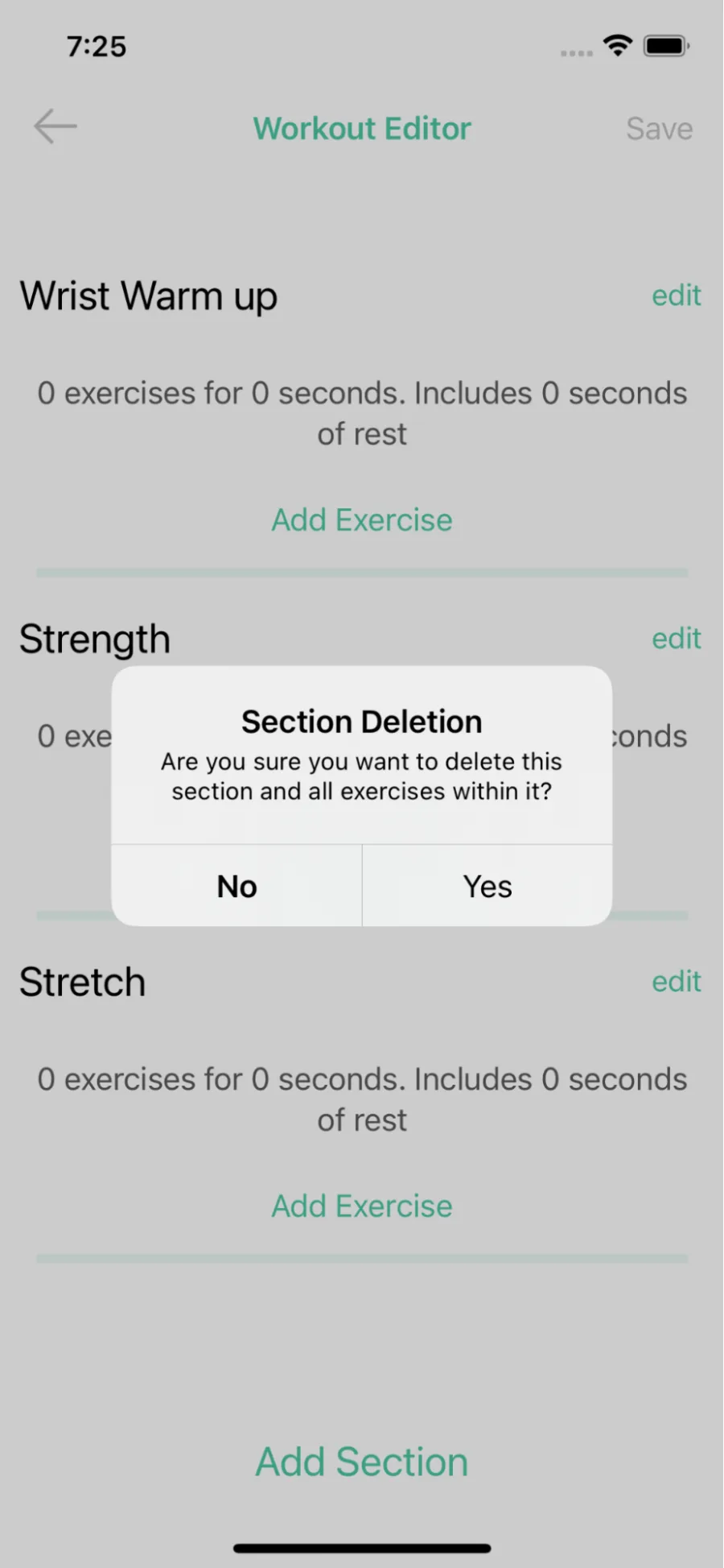 Delete a section