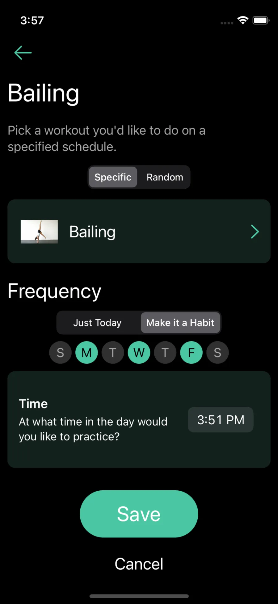 Pick a specific or random workout