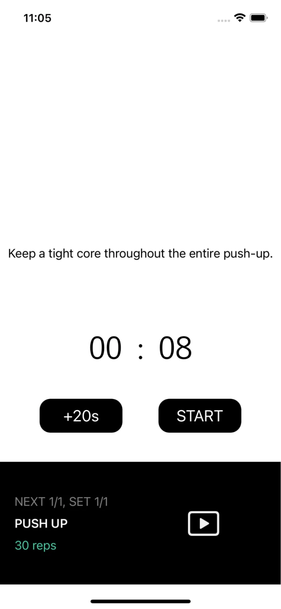 how your custom exercise will show up in the workout rest screen