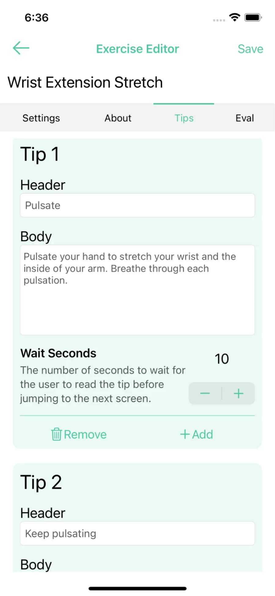 Tip 1 configuration