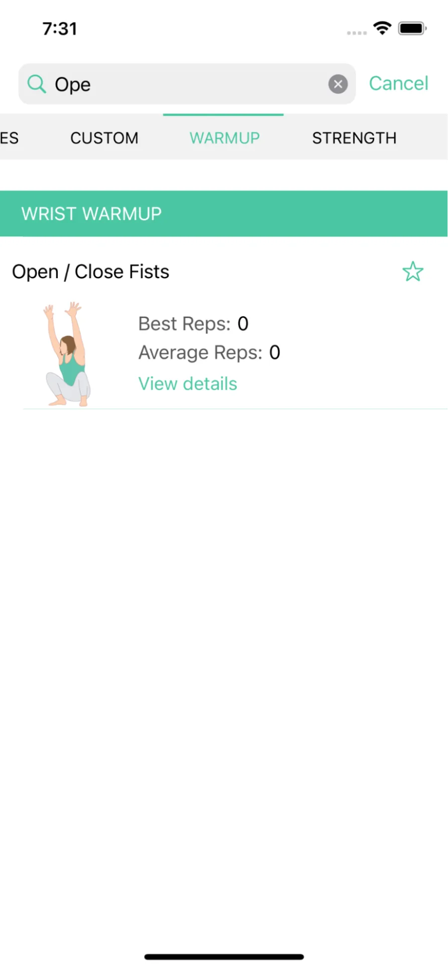 Workout - Add exercise