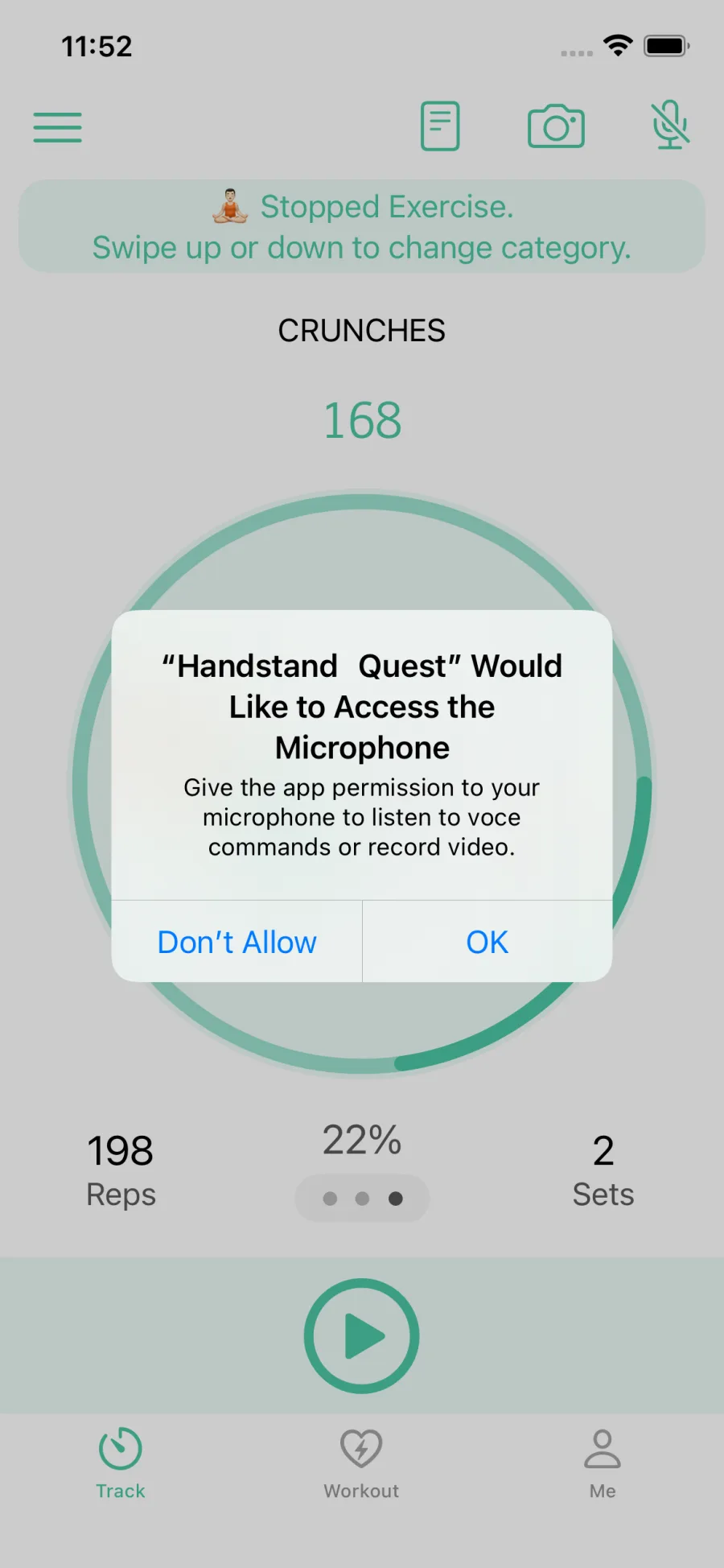 when mic is clicked the first time, the app requests access to your microphone in order to hear your voice commands