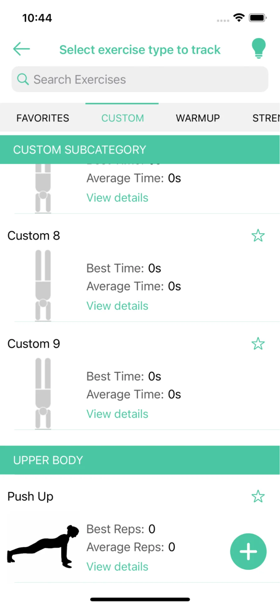 What your added custom exercise looks like in the exercise catalog