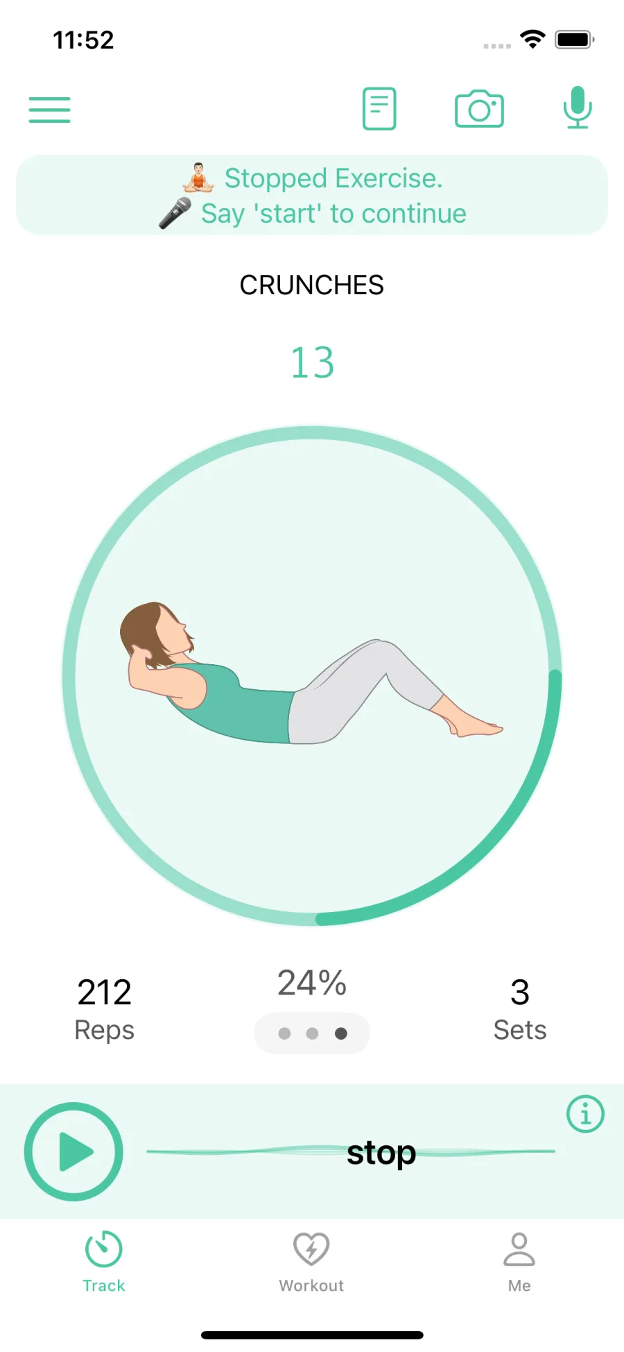 Stop Voice Command to stop tracking an exercise
