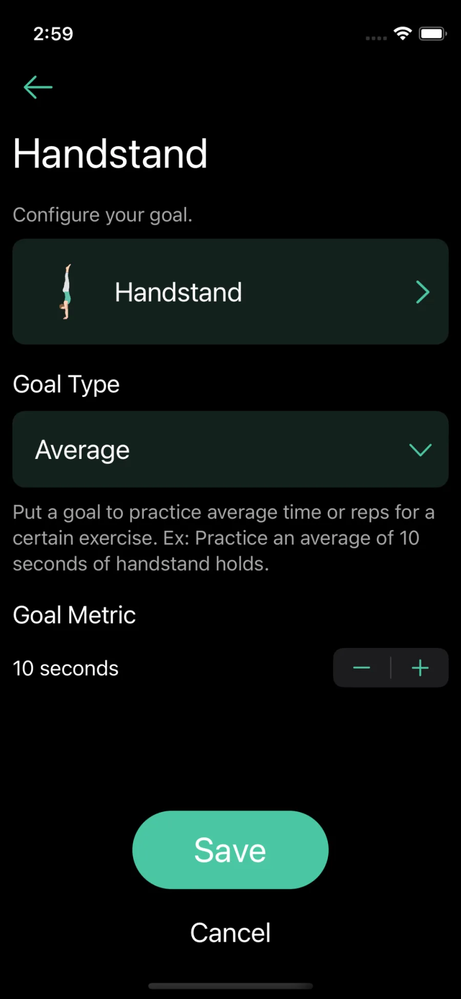 Configure Exercise Goal