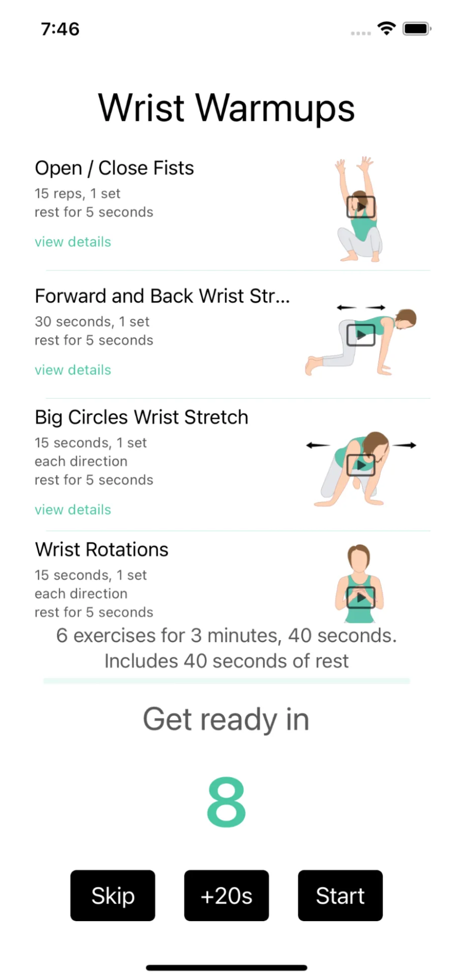 Exercise Section in workout Player