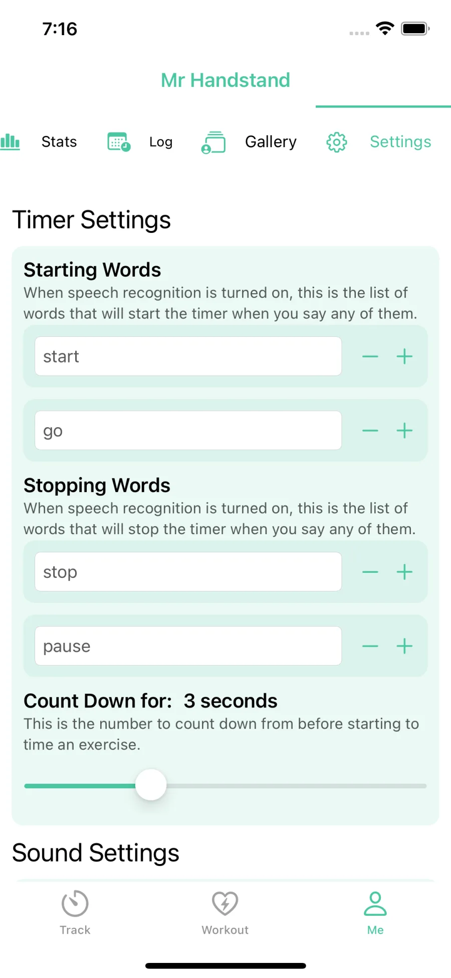 Customize start stop