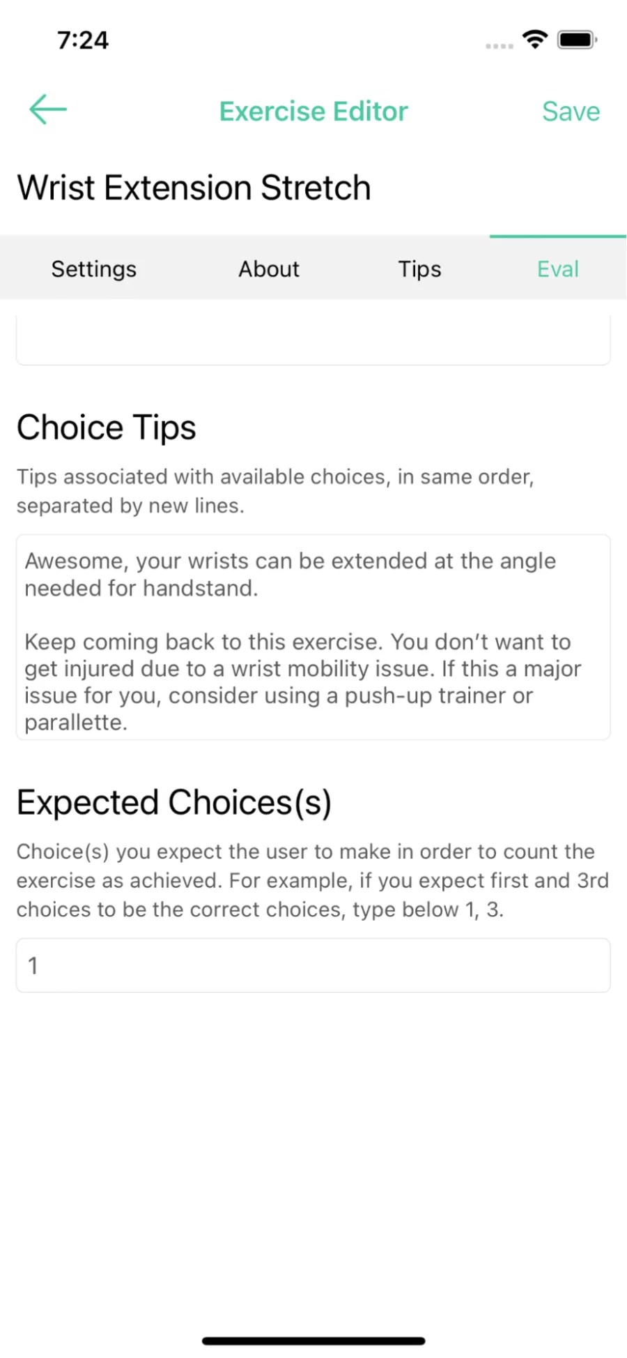Tips of selected answer