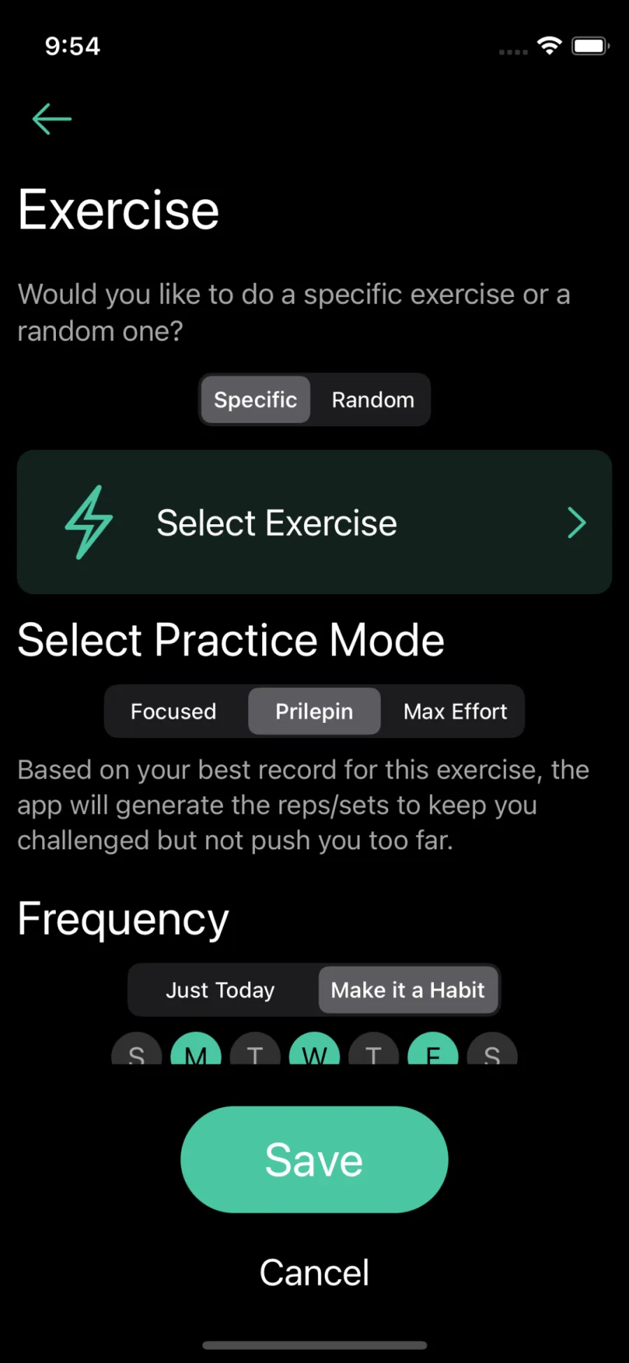 Configure your exercise habit