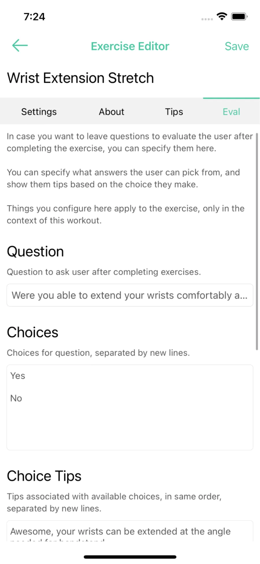Define question and choices